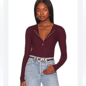 Free People One Of The Girls Henley in Acai